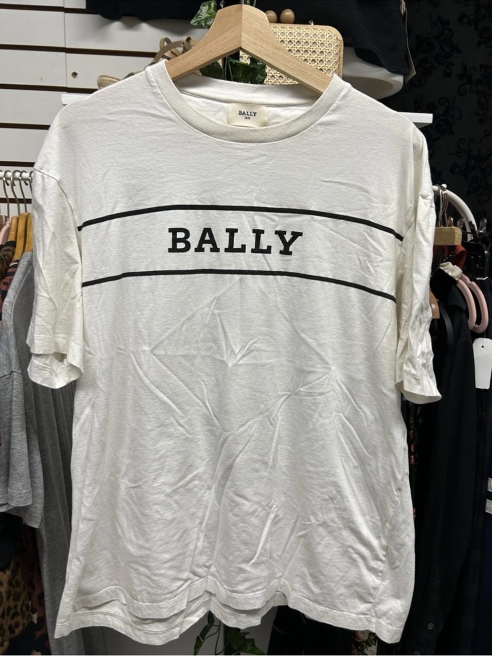 Bally 1851 Switzerland Logo Striped White Graphic T-Shirt XXL